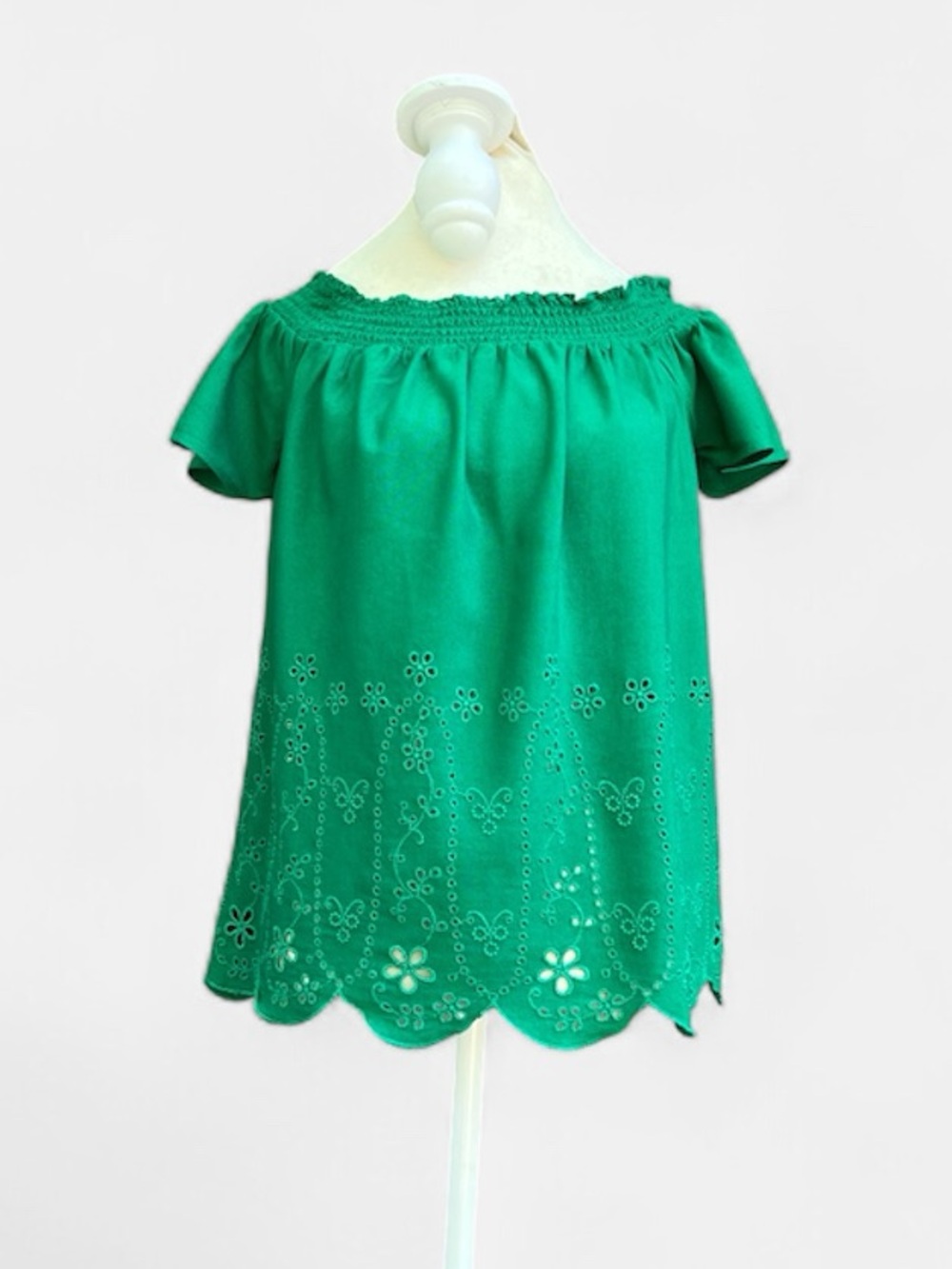 Old Navy Scalloped Eyelet On/Off Shoulder Top in Green Size Small